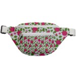 Flowers Leaves Roses Pattern Floral Nature Background Fanny Pack