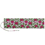 Flowers Leaves Roses Pattern Floral Nature Background Roll Up Canvas Pencil Holder (L)