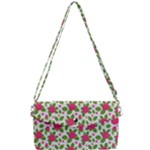 Flowers Leaves Roses Pattern Floral Nature Background Removable Strap Clutch Bag