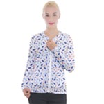 Background Pattern Floral Leaves Flowers Casual Zip Up Jacket