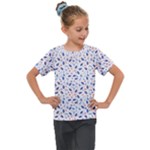Background Pattern Floral Leaves Flowers Kids  Mesh Piece T-Shirt