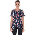 Flowers Pattern Floral Antique Floral Nature Flower Graphic Cut Out Side Drop T-Shirt