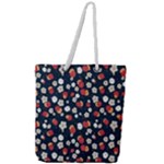 Flowers Pattern Floral Antique Floral Nature Flower Graphic Full Print Rope Handle Tote (Large)