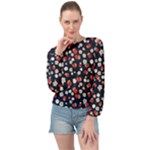 Flowers Pattern Floral Antique Floral Nature Flower Graphic Banded Bottom Chiffon Top