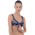 Flowers Pattern Floral Antique Floral Nature Flower Graphic Front Tie Bikini Top