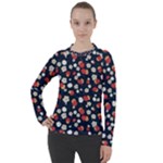 Flowers Pattern Floral Antique Floral Nature Flower Graphic Women s Pique Long Sleeve T-Shirt