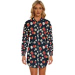 Flowers Pattern Floral Antique Floral Nature Flower Graphic Womens Long Sleeve Shirt Dress