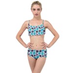 Leaves Monstera Pattern Nature Blue Purple Mauve Flora Layered Top Bikini Set