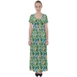 Leaves Tropical Background Pattern Green Botanical Texture Nature Foliage High Waist Short Sleeve Maxi Dress