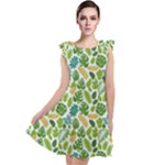 Leaves Tropical Background Pattern Green Botanical Texture Nature Foliage Tie Up Tunic Dress