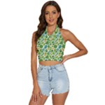 Leaves Tropical Background Pattern Green Botanical Texture Nature Foliage Backless Halter Cami Shirt