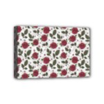 Roses Flowers Leaves Pattern Scrapbook Paper Floral Background Mini Canvas 6  x 4  (Stretched)