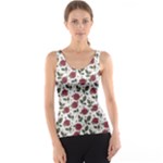 Roses Flowers Leaves Pattern Scrapbook Paper Floral Background Women s Basic Tank Top