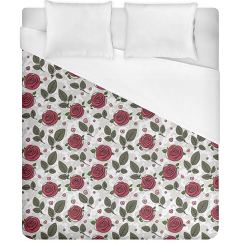 Roses Flowers Leaves Pattern Scrapbook Paper Floral Background Duvet Cover (California King Size) from ArtsNow.com