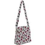 Roses Flowers Leaves Pattern Scrapbook Paper Floral Background Zipper Messenger Bag