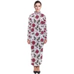 Roses Flowers Leaves Pattern Scrapbook Paper Floral Background Turtleneck Maxi Dress