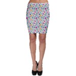 Background Pattern Leaves Pink Flowers Spring Yellow Leaves Bodycon Skirt