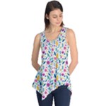 Background Pattern Leaves Pink Flowers Spring Yellow Leaves Sleeveless Tunic