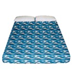 Blue Wave Sea Ocean Pattern Background Beach Nature Water Fitted Sheet (Queen Size)