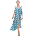 Blue Wave Sea Ocean Pattern Background Beach Nature Water Maxi Chiffon Cover Up Dress