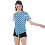 Blue Wave Sea Ocean Pattern Background Beach Nature Water Asymmetrical Short Sleeve Sports T-Shirt
