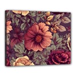 Flowers Pattern Texture Design Nature Art Colorful Surface Vintage Canvas 20  x 16  (Stretched)