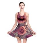 Flowers Pattern Texture Design Nature Art Colorful Surface Vintage Reversible Skater Dress