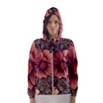 Flowers Pattern Texture Design Nature Art Colorful Surface Vintage Women s Hooded Windbreaker