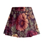 Flowers Pattern Texture Design Nature Art Colorful Surface Vintage Mini Flare Skirt