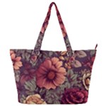 Flowers Pattern Texture Design Nature Art Colorful Surface Vintage Full Print Shoulder Bag