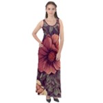 Flowers Pattern Texture Design Nature Art Colorful Surface Vintage Sleeveless Velour Maxi Dress