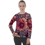 Flowers Pattern Texture Design Nature Art Colorful Surface Vintage Women s Long Sleeve Raglan T-Shirt