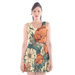 Flowers Pattern Texture Art Colorful Nature Painting Surface Vintage Scoop Neck Skater Dress