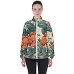 Flowers Pattern Texture Art Colorful Nature Painting Surface Vintage Women s High Neck Windbreaker