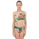 Flowers Pattern Texture Art Colorful Nature Painting Surface Vintage Spliced Up Two Piece Swimsuit