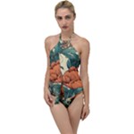 Flowers Pattern Texture Art Colorful Nature Painting Surface Vintage Go with the Flow One Piece Swimsuit