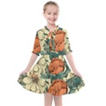 Flowers Pattern Texture Art Colorful Nature Painting Surface Vintage Kids  All Frills Chiffon Dress