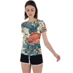 Flowers Pattern Texture Art Colorful Nature Painting Surface Vintage Back Circle Cutout Sports T-Shirt