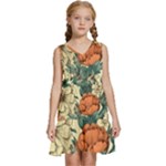 Flowers Pattern Texture Art Colorful Nature Painting Surface Vintage Kids  Sleeveless Tiered Mini Dress