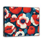 Red Poppies Flowers Art Nature Pattern Deluxe Canvas 20  x 16  (Stretched)