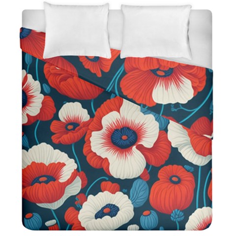 Red Poppies Flowers Art Nature Pattern Duvet Cover Double Side (California King Size) from ArtsNow.com