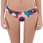 Red Poppies Flowers Art Nature Pattern Reversible Hipster Bikini Bottoms