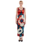 Red Poppies Flowers Art Nature Pattern Fitted Maxi Dress