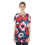 Red Poppies Flowers Art Nature Pattern Skirt Hem Sports Top