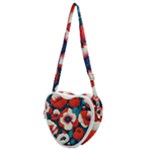 Red Poppies Flowers Art Nature Pattern Heart Shoulder Bag