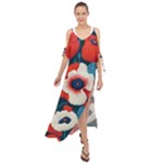 Red Poppies Flowers Art Nature Pattern Maxi Chiffon Cover Up Dress