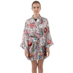 Vintage Floral Flower Art Nature Blooming Blossom Botanical Botany Pattern Long Sleeve Satin Kimono