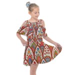 Vintage Pattern Fabric Floral Flowers European Nature Kids  Shoulder Cutout Chiffon Dress