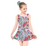 Flower Bloom Blossom Botanical Color Colorful Colour Element Digital Floral Floral Pattern Kids  Skater Dress Swimsuit