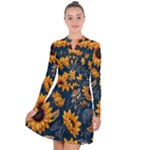 Flowers Pattern Spring Bloom Blossom Rose Nature Flora Floral Plant Long Sleeve Panel Dress